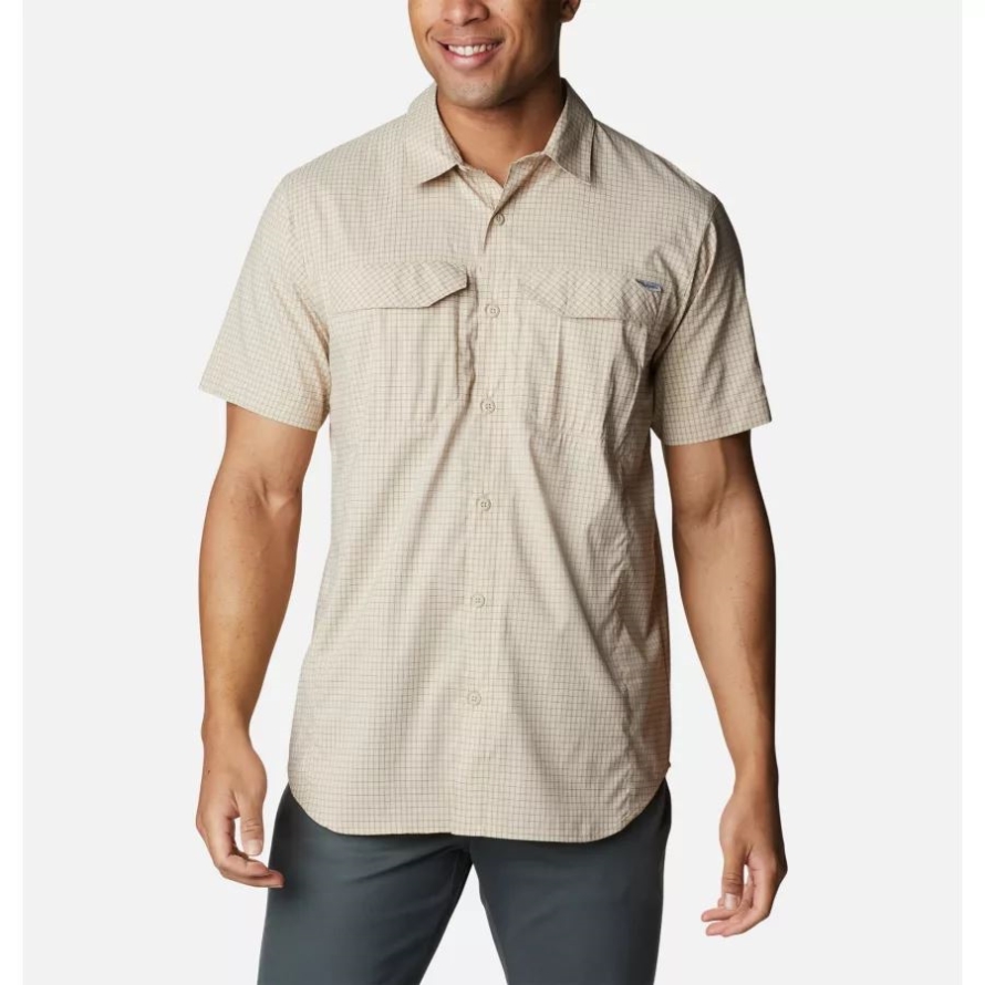 Ancient Fossil/Quiet Grid Columbia Men's Silver Ridge Lite Plaid Short Sleeve Shirt