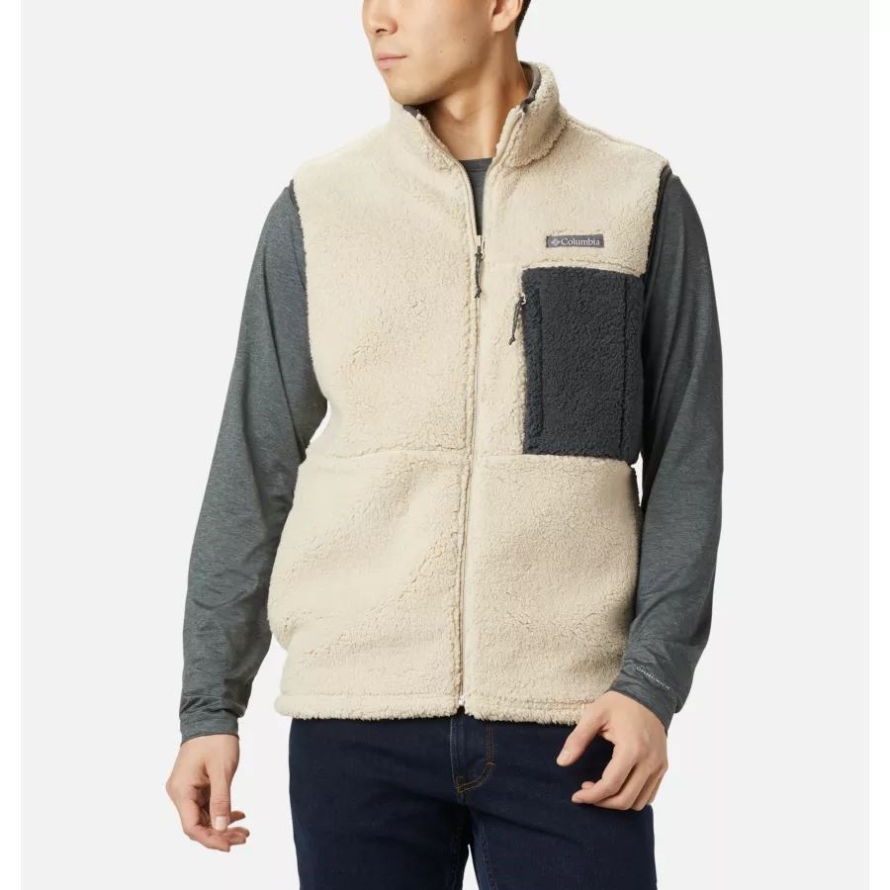 Ancient Fossil/Shark Men's Mountainside Sherpa Fleece Vest Columbia