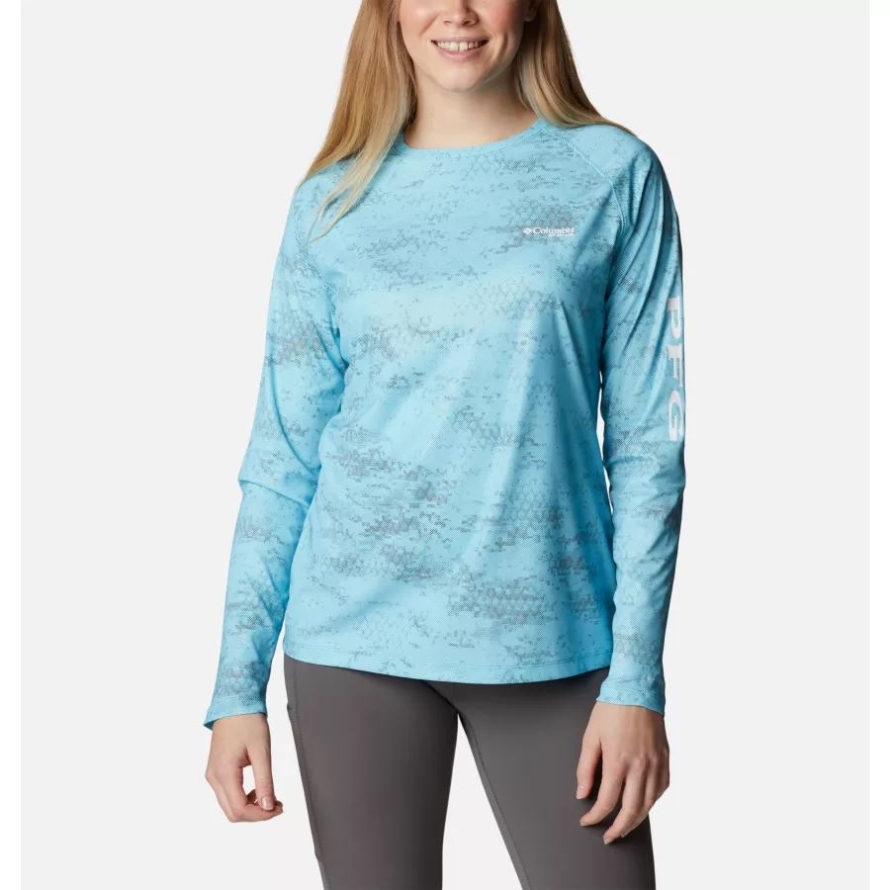 Atoll/PFG Camo Dark Women's PFG Tidal Deflector Printed Long Sleeve Shirt Columbia