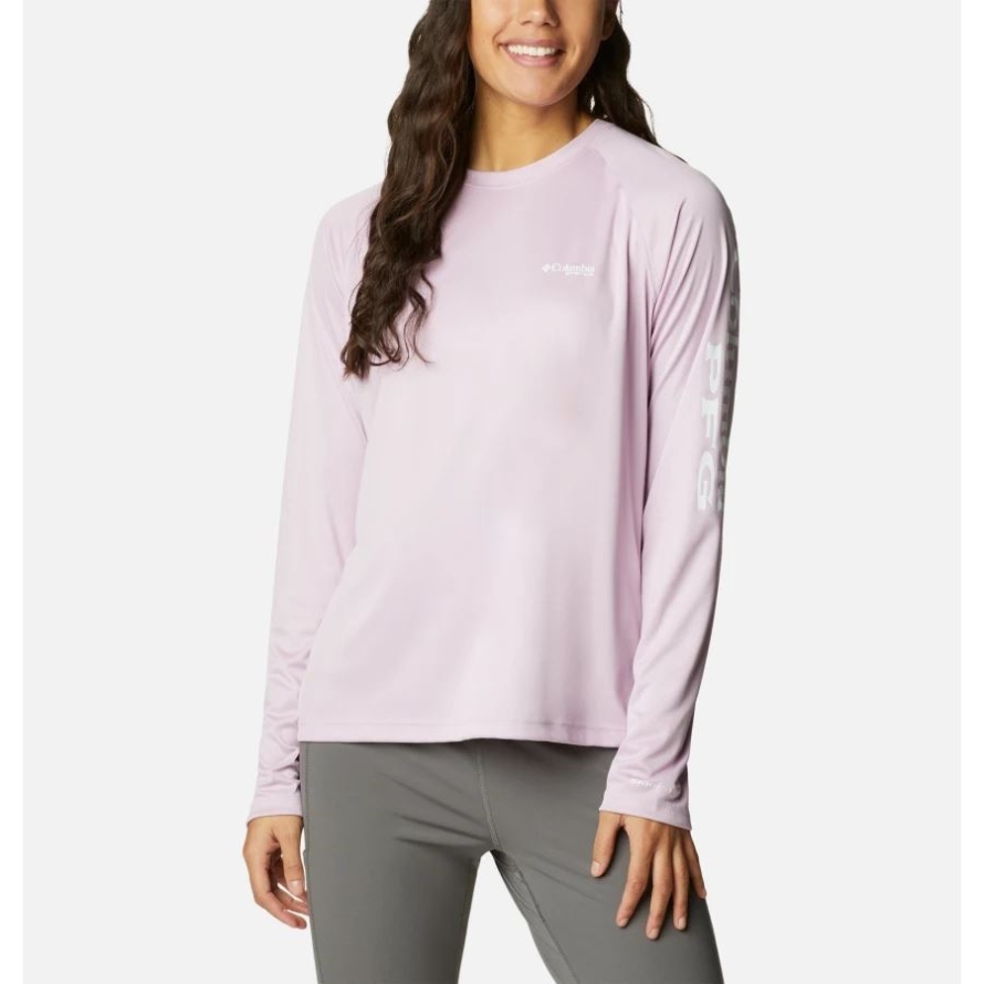 Aura/White Logo Women's PFG Tidal Tee II Long Sleeve Shirt Columbia