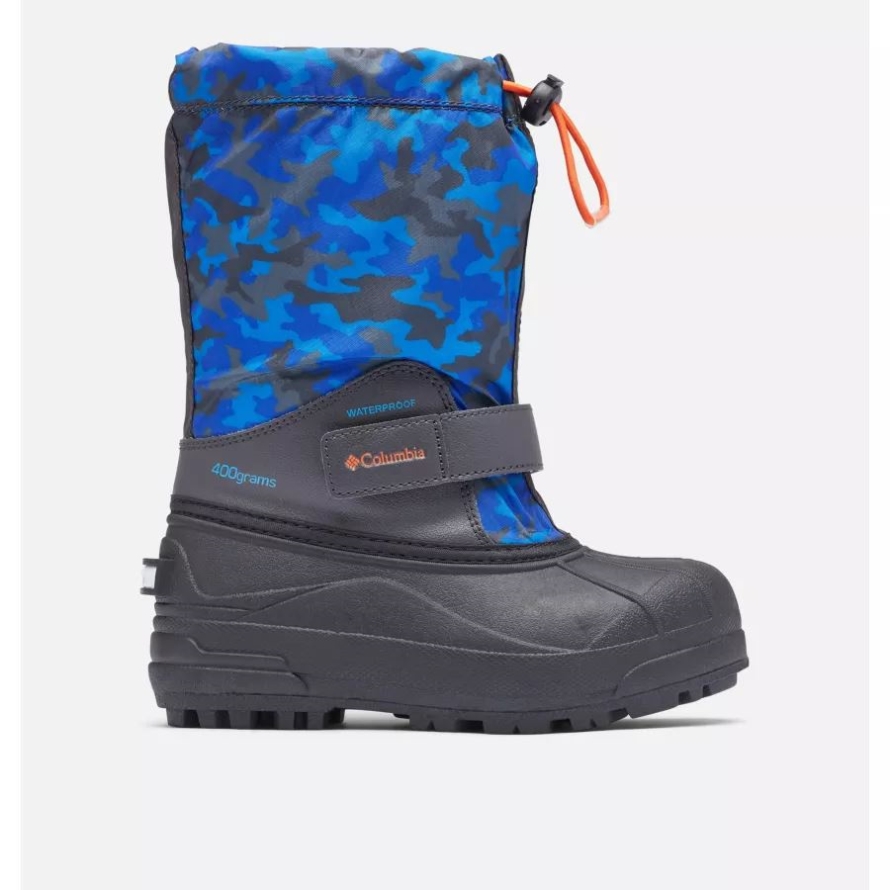 Big Kids' Powderbug Forty Print Boot Shark/Tangy Orange Columbia