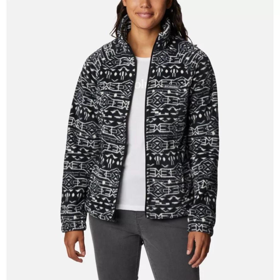 Black 80s Stripe Columbia Women's Benton Springs Printed Full Zip Fleece Jacket