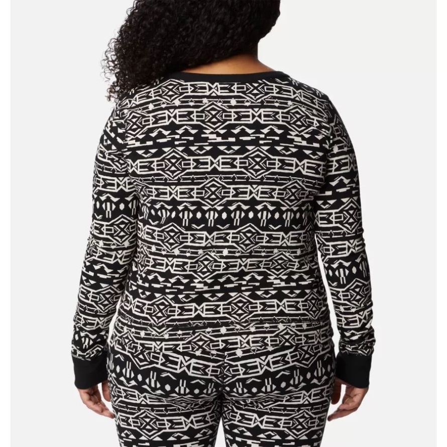 Black 80s Stripe Columbia Women's Holly Hideaway Long Sleeve Shirt Plus Size