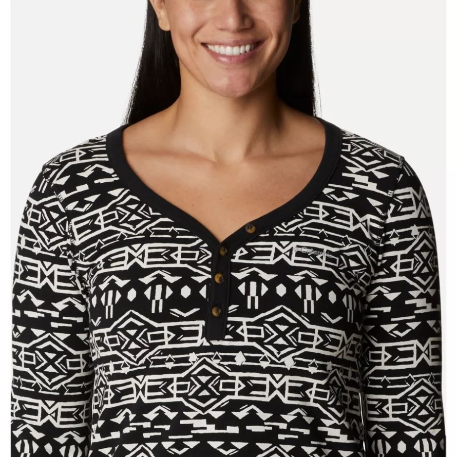 Black 80s Stripe Columbia Women's Holly Hideaway Long Sleeve Shirt