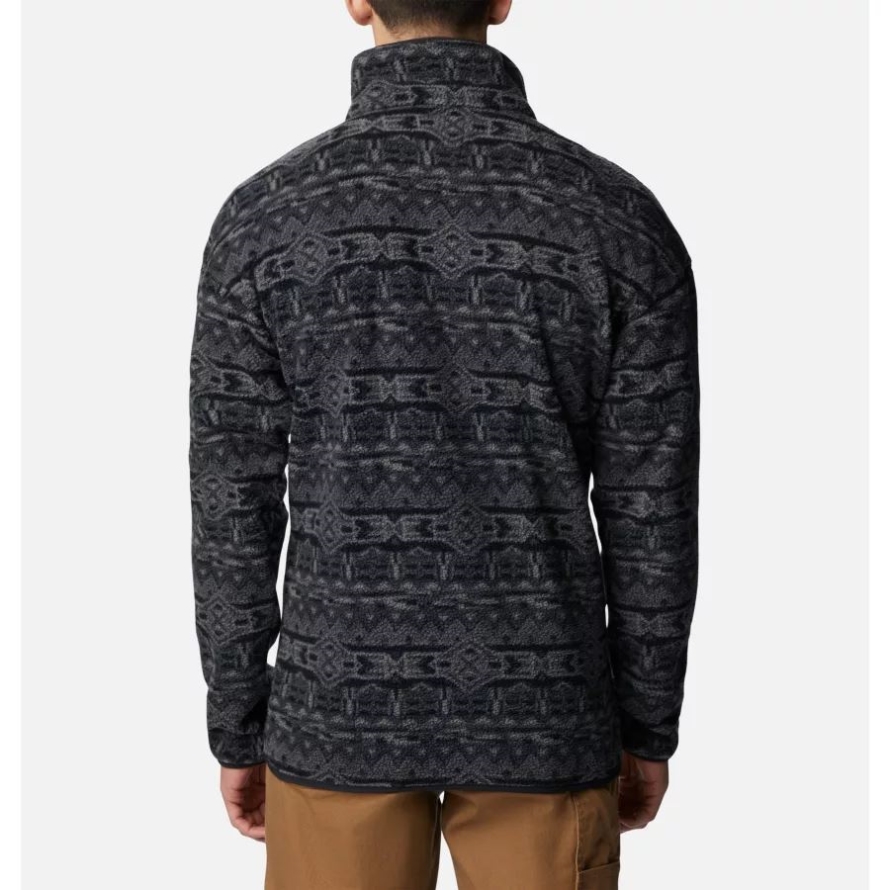 Black 80s Stripe Print Columbia Men's Helvetia Streetwear Fleece