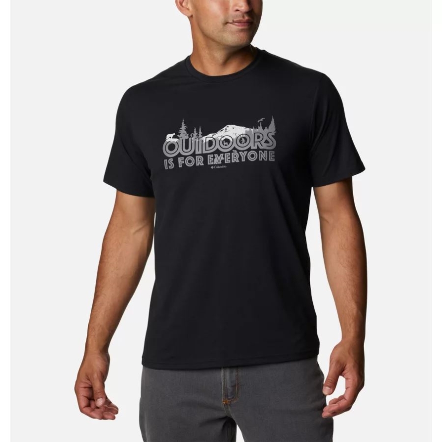 Black/All For Outdoors Graphic Men's Sun Trek Technical T-Shirt Columbia