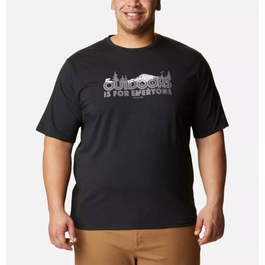 Black/All For Outdoors Graphic Men's Sun Trek Technical T-Shirt Extended Size Columbia