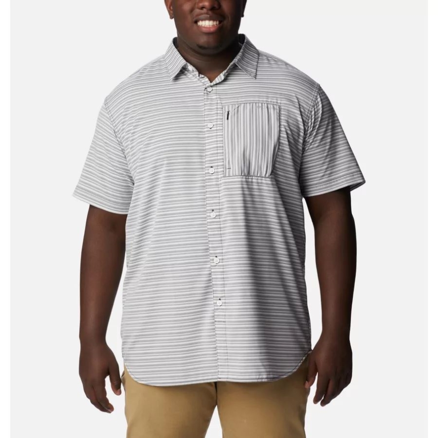 Black Basic Stripe Men's Twisted Creek III Short Sleeve Shirt Big Columbia