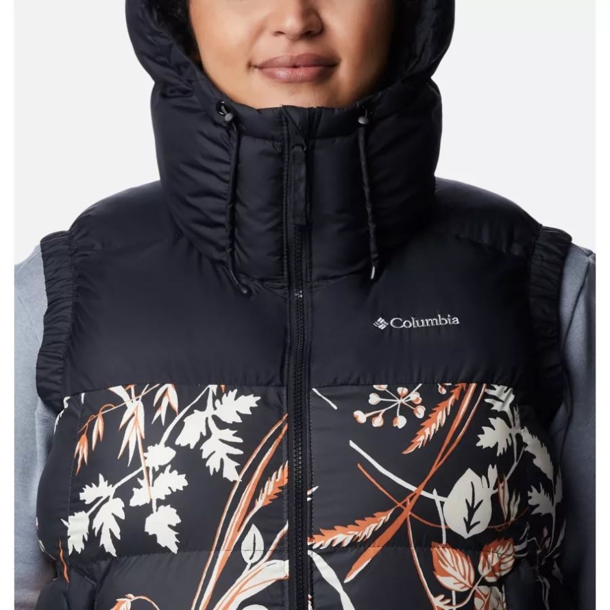 Black/Black Fallgrass Print Women's Pike Lake II Insulated Vest Plus Size Columbia
