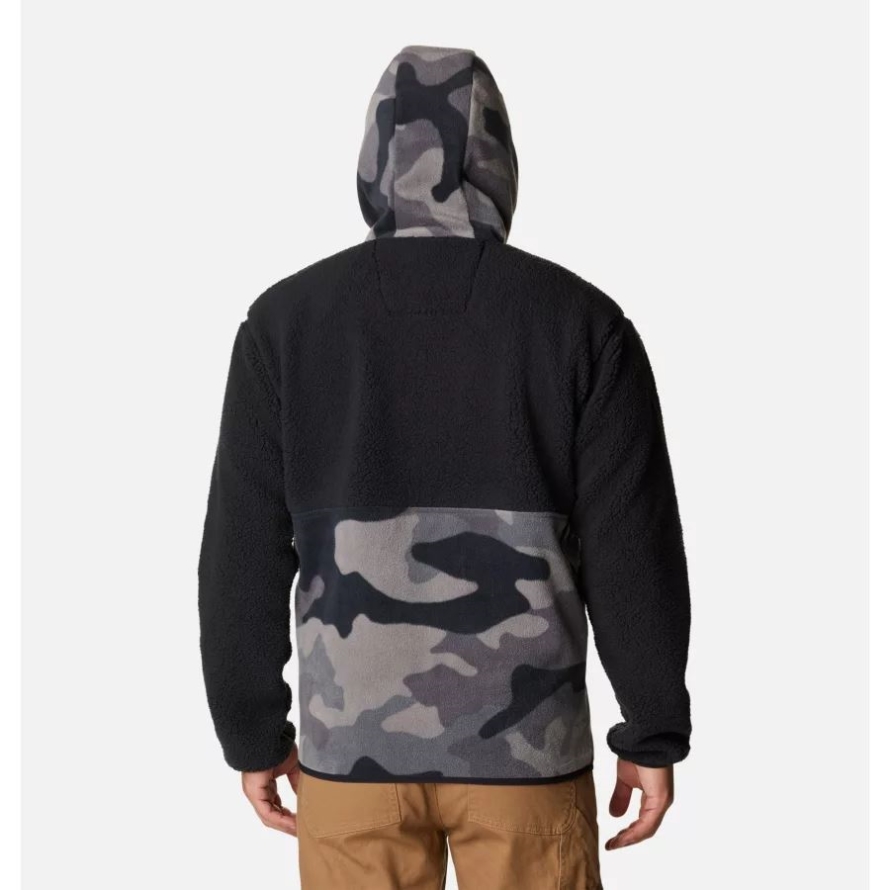Black/Black Mod Camo Print Men's Backbowl Sherpa Hooded Jacket Columbia