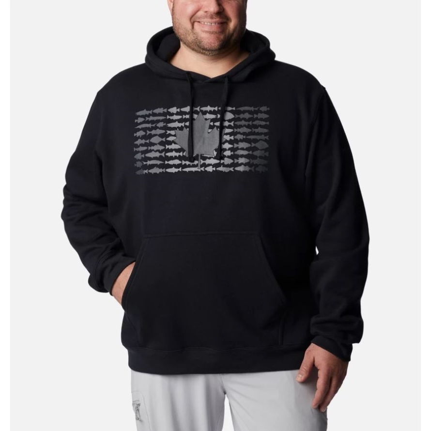 Black/City Grey Canada Men's PFG Fish Flag II Hoodie Big Columbia