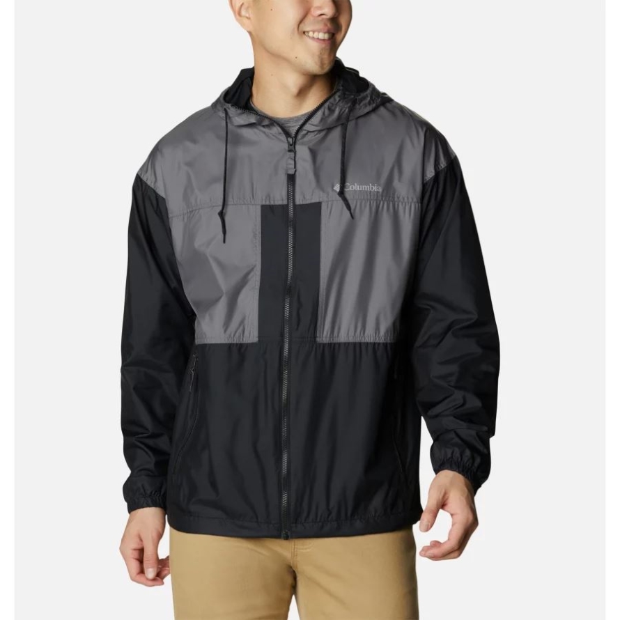 Black/City Grey Columbia Men's Flash Challenger Lined Windbreaker