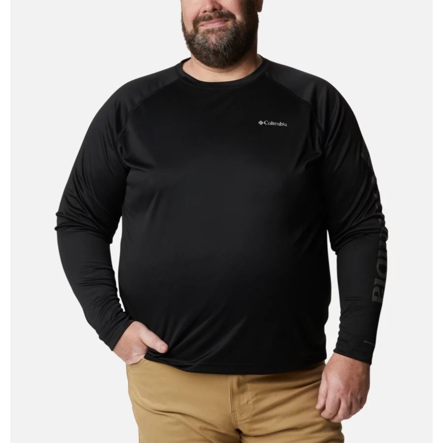Black/City Grey Logo Columbia Men's Fork Stream Long Sleeve Shirt Big