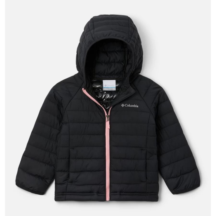 Black Columbia Brand Girls' Toddler Powder Lite Hooded Jacket