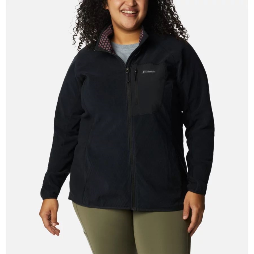 Black Columbia Brand Women's Outdoor Tracks Full Zip Fleece Jacket Plus Size