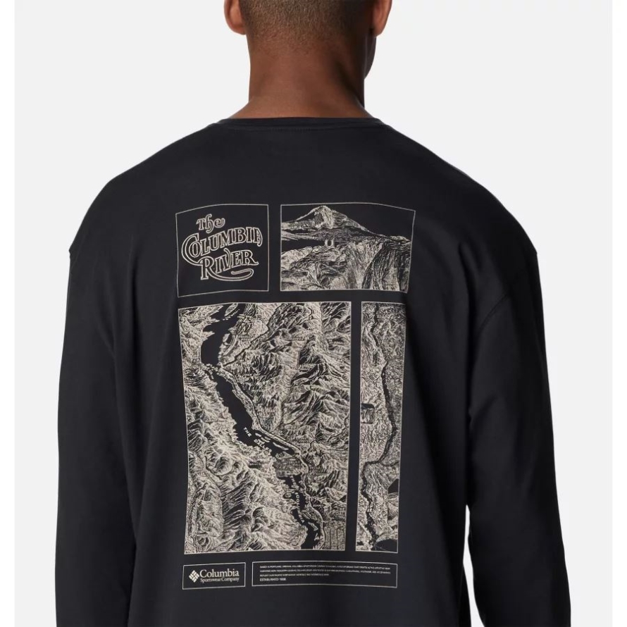 Black/Columbia Gorge Map Columbia Men's CSC Alpine Way Relaxed Long Sleeve T-Shirt
