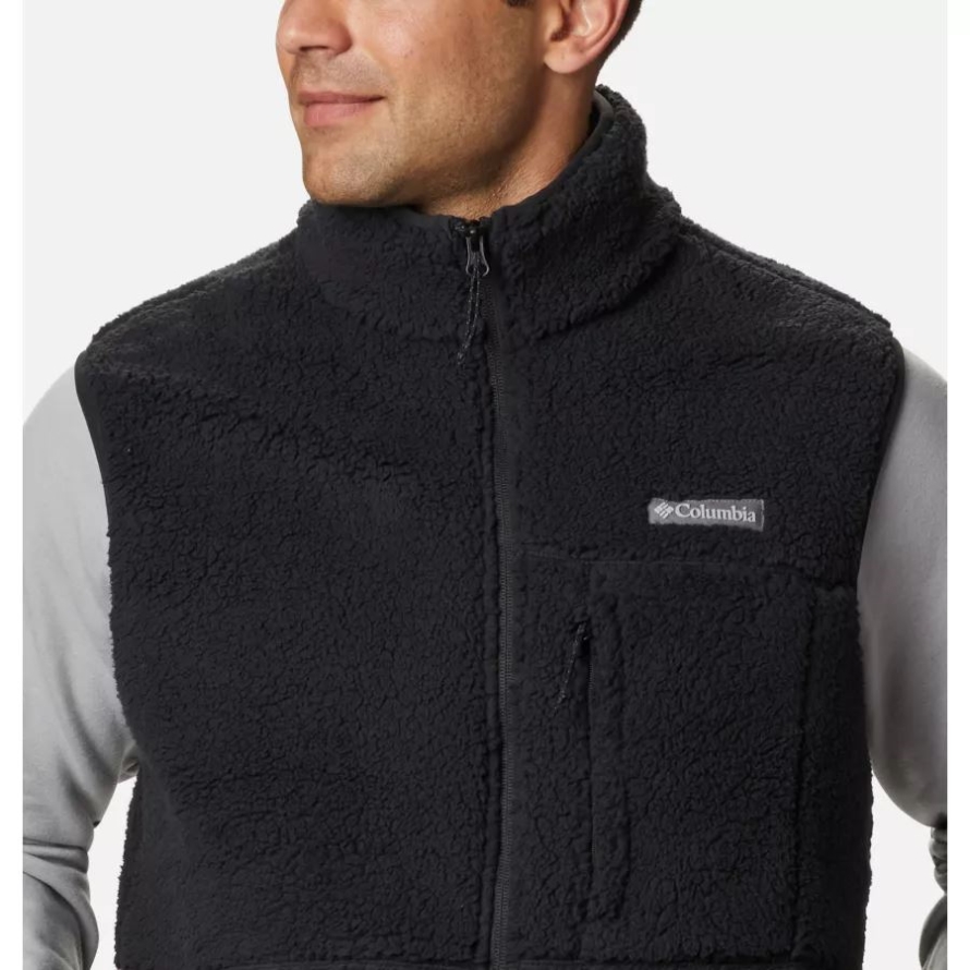 Black Columbia Men's Mountainside Sherpa Fleece Vest