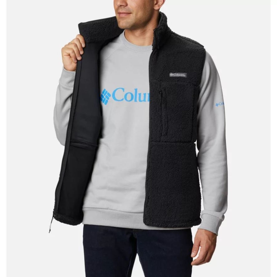Black Columbia Men's Mountainside Sherpa Fleece Vest