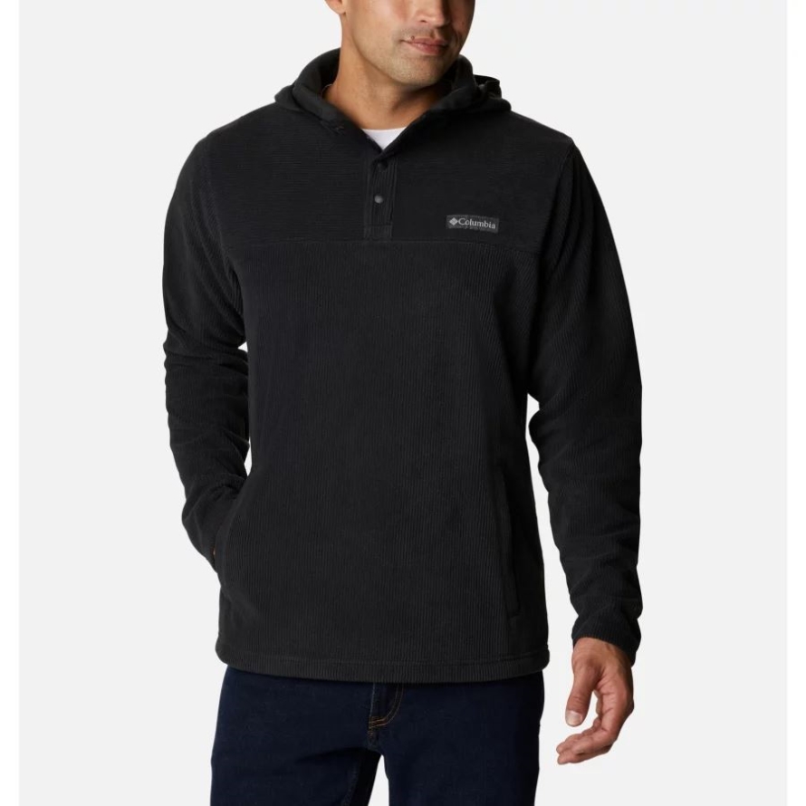 Black Columbia Men's Steens Mountain Novelty Half Snap Fleece Hoodie