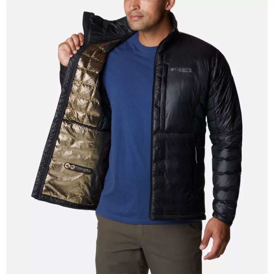 Black Columbia Men's Titan Pass Omni-Heat Infinity Double Wall Insulated Hybrid Jacket