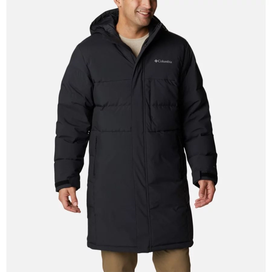 Black Columbia Men's Toyama Pass Hooded Down Long Waterproof Parka