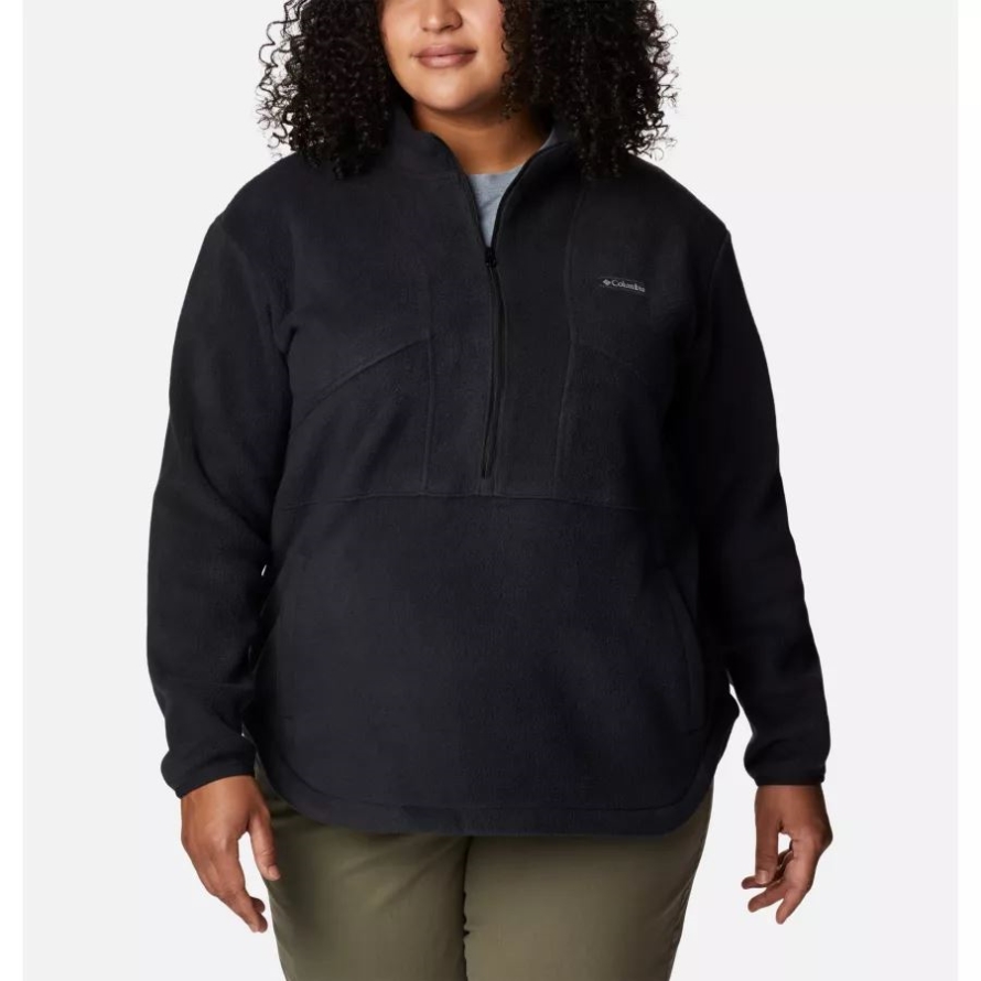 Black Columbia Women's Benton Springs Colorblock Half Zip Fleece Pullover Plus Size