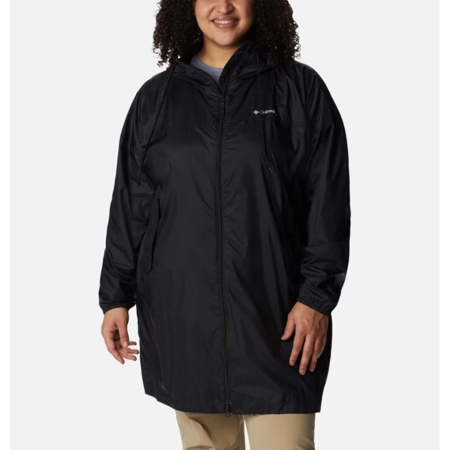 Black Columbia Women's Flash Challenger Long Windbreaker Plus Size