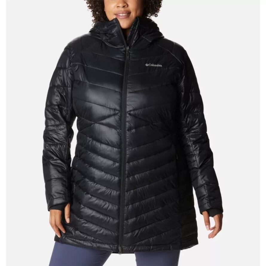 Black Columbia Women's Joy Peak Omni-Heat Infinity Mid Insulated Hooded Jacket Plus Size