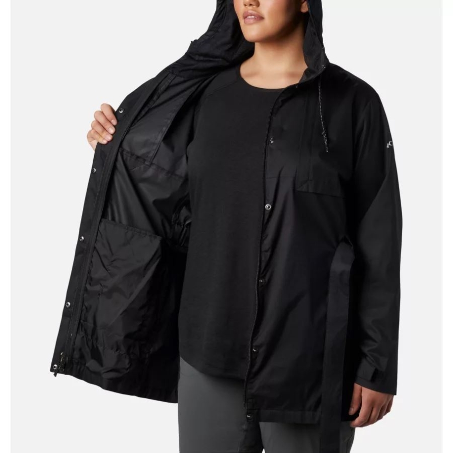 Black Columbia Women's Pardon My Trench Rain Jacket Plus Size