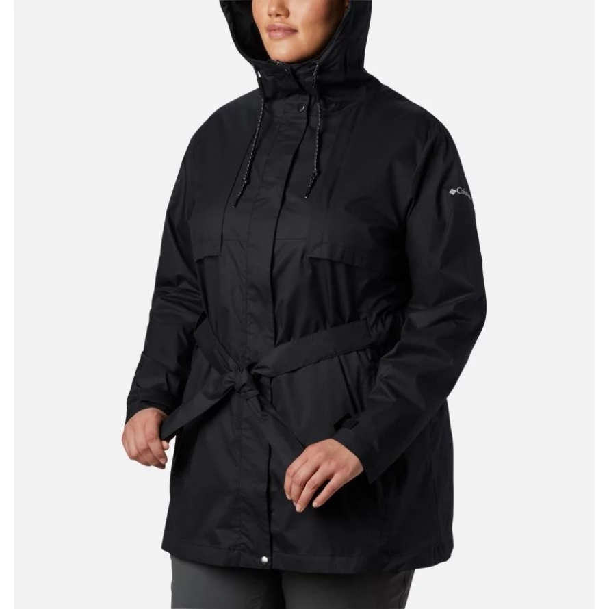 Black Columbia Women's Pardon My Trench Rain Jacket Plus Size