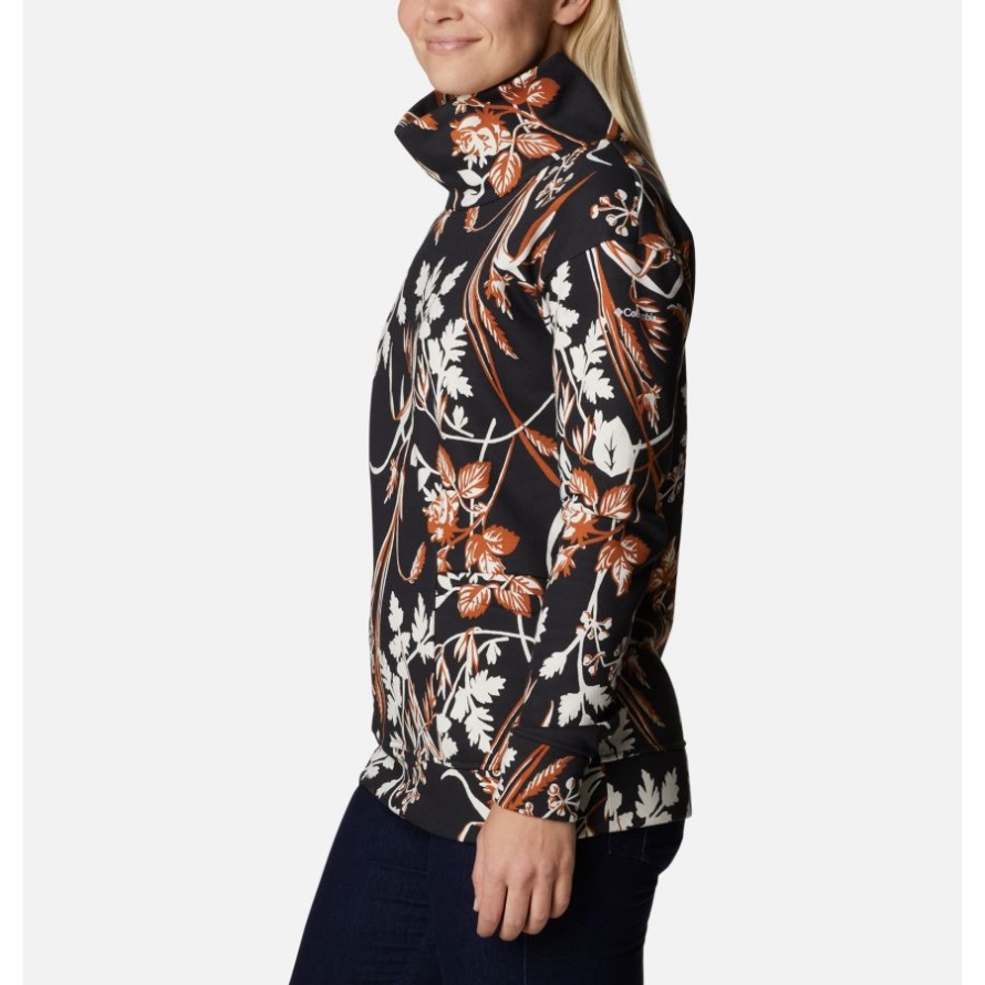 Black Fallgrass Print Women's Columbia Lodge Funnel Pullover Columbia