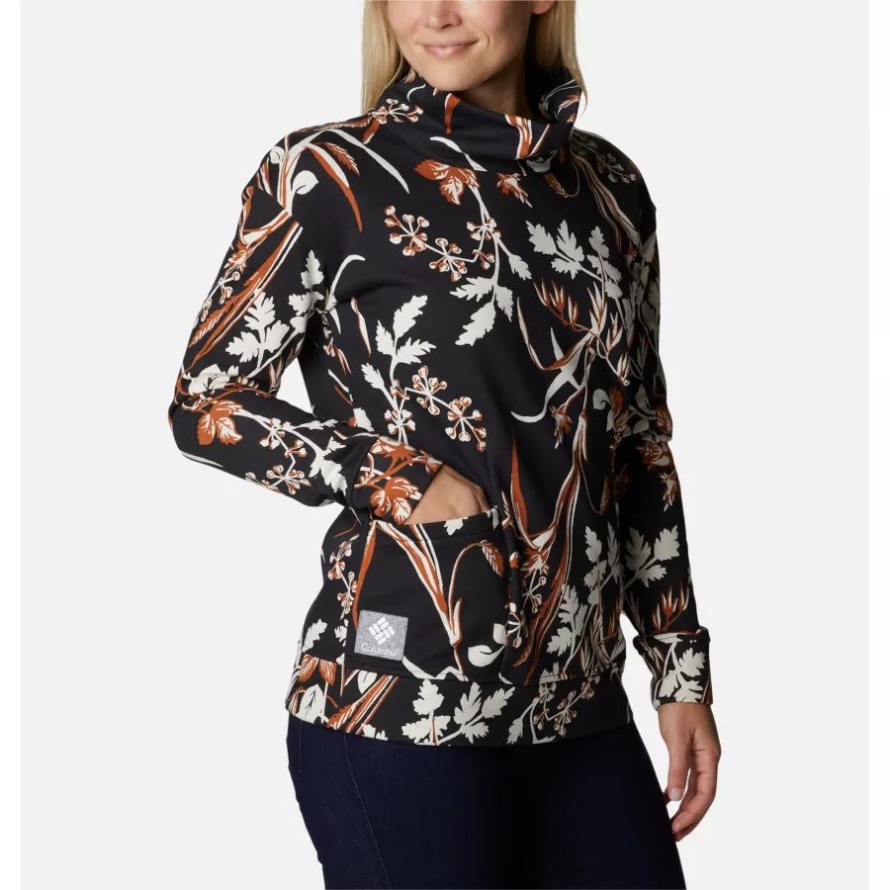 Black Fallgrass Print Women's Columbia Lodge Funnel Pullover Columbia