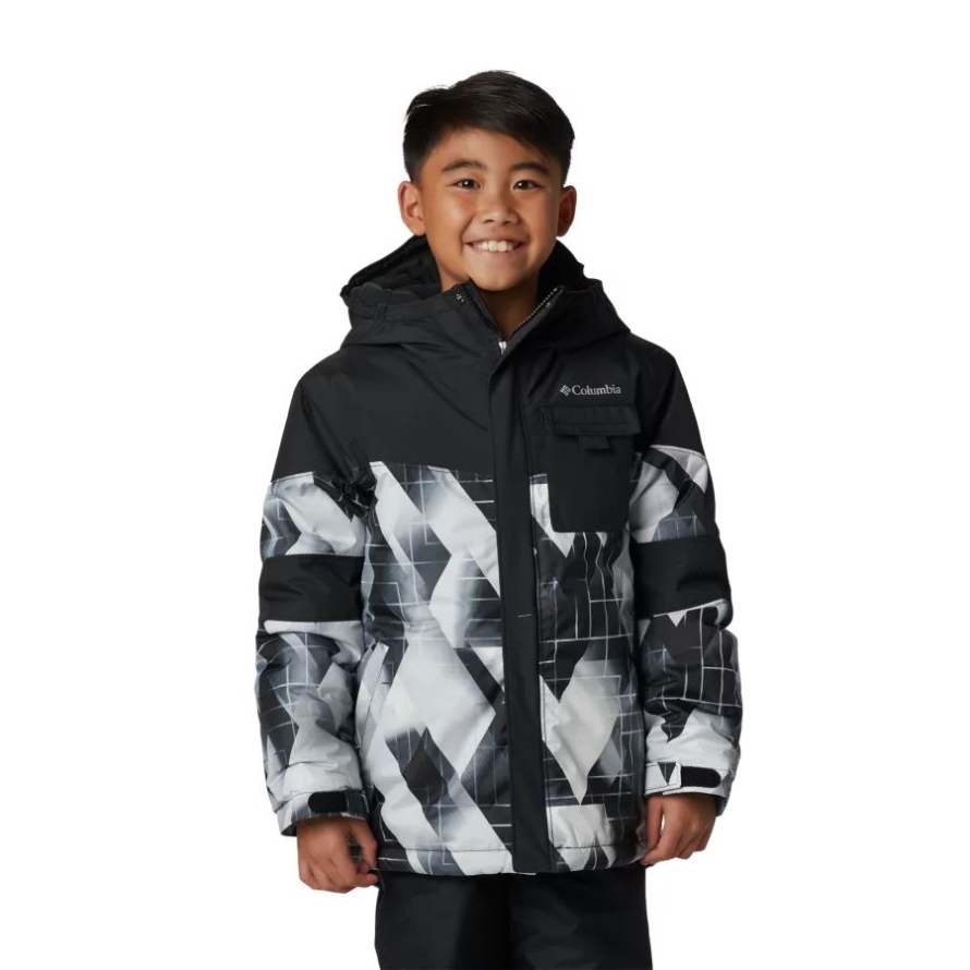 Black Geo Mt/Black Columbia Boy's Mighty MogulII Waterproof Ski Jacket