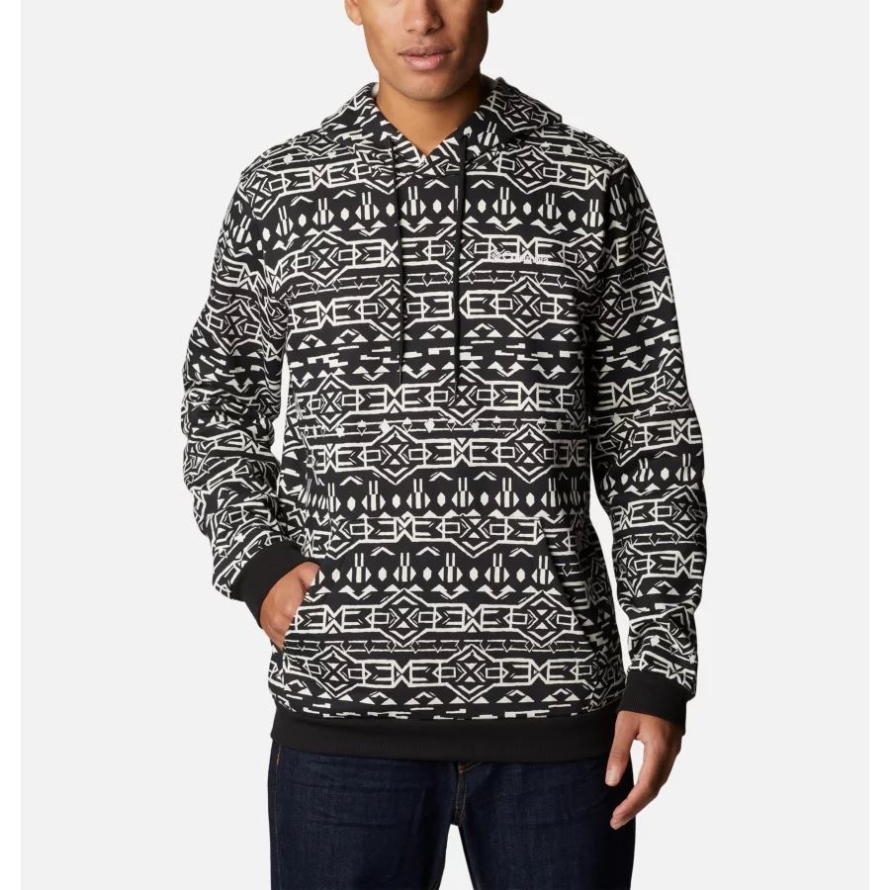 Black/Geo Print Columbia Men's Columbia Logo Printed Hoodie