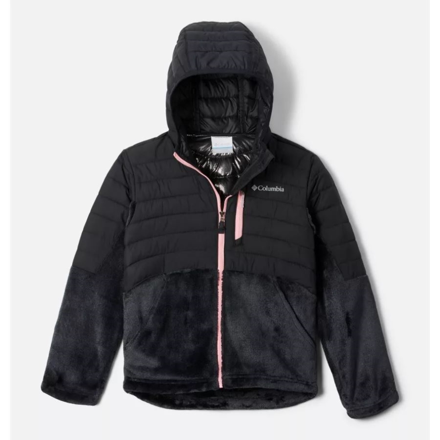 Black Girls' Powder Lite Novelty Hooded Jacket Columbia