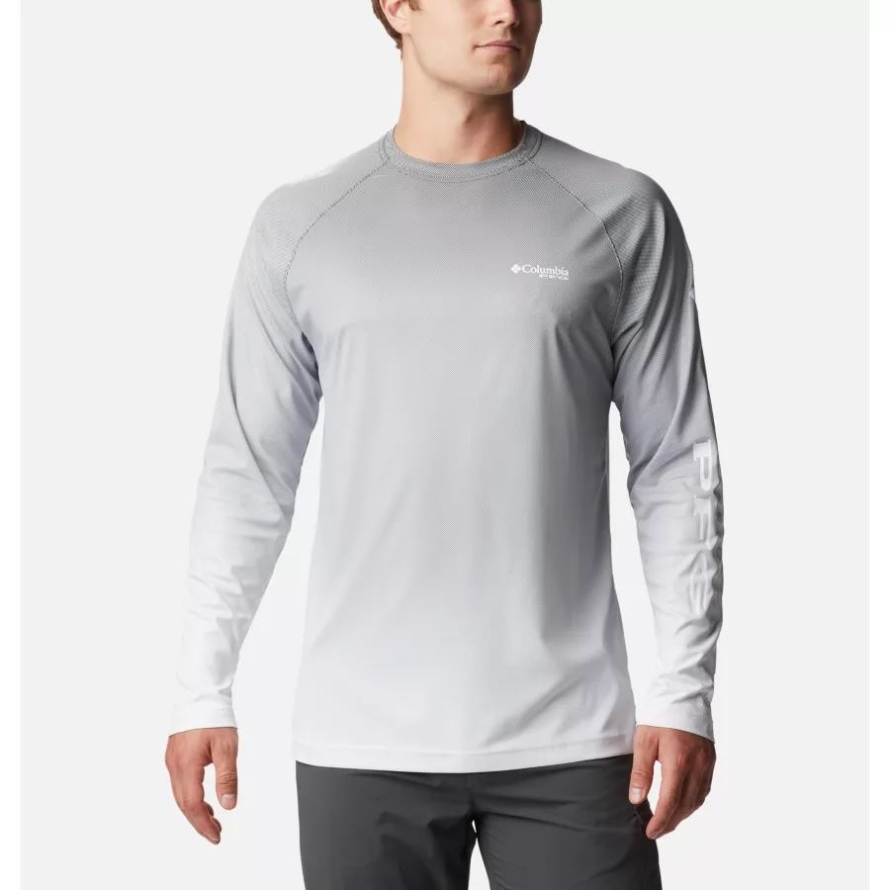 Black Gradient Men's PFG Terminal Deflector Printed Long Sleeve Shirt Columbia
