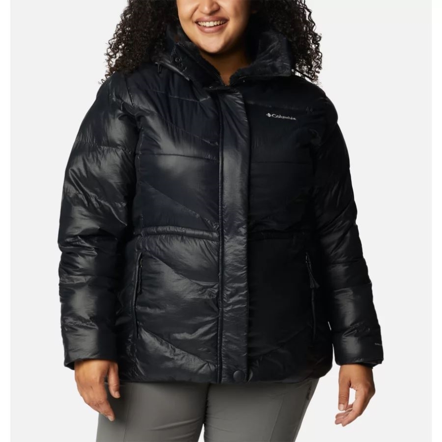 Black Gunmetal Women's Peak to Park II Insulated Hooded Jacket Plus Size Columbia