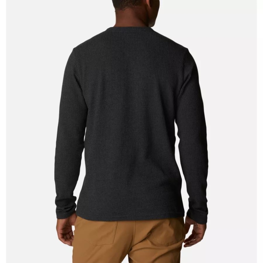 Black Heather Men's Pine Peak Waffle Long Sleeve Henley Columbia