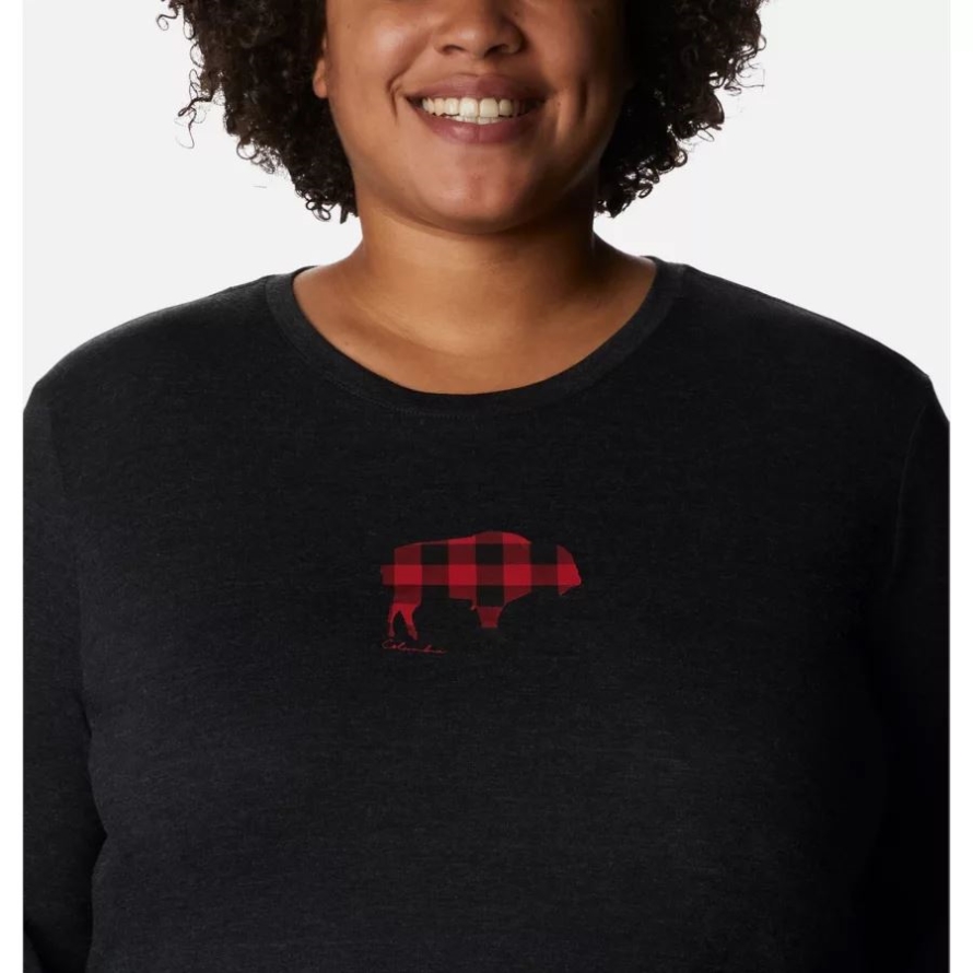 Black Heather/Range Roam Print Columbia Women's Hidden Haven Long Sleeve Tee Plus Size