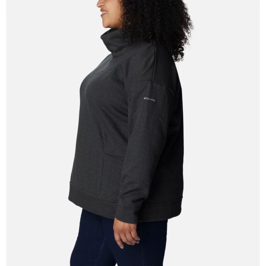 Black Herringbone Columbia Women's Columbia Lodge Funnel Pullover Plus Size