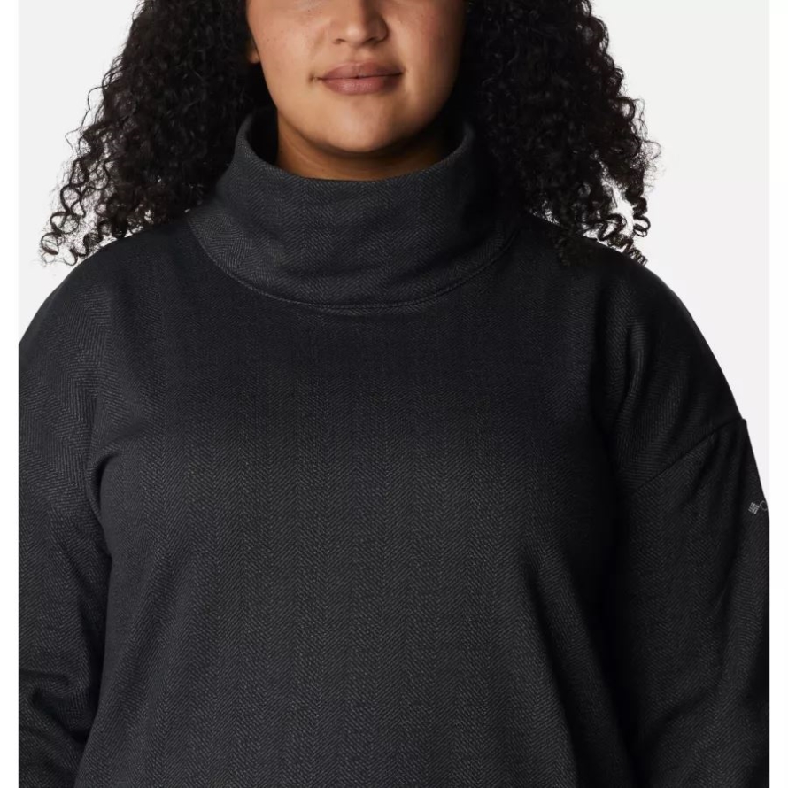 Black Herringbone Columbia Women's Columbia Lodge Funnel Pullover Plus Size
