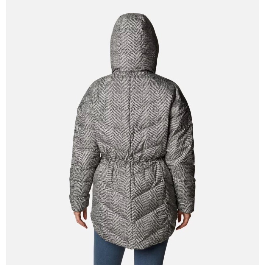 Black Herringbone Print Columbia Women's Icy Heights II Down Novelty Jacket