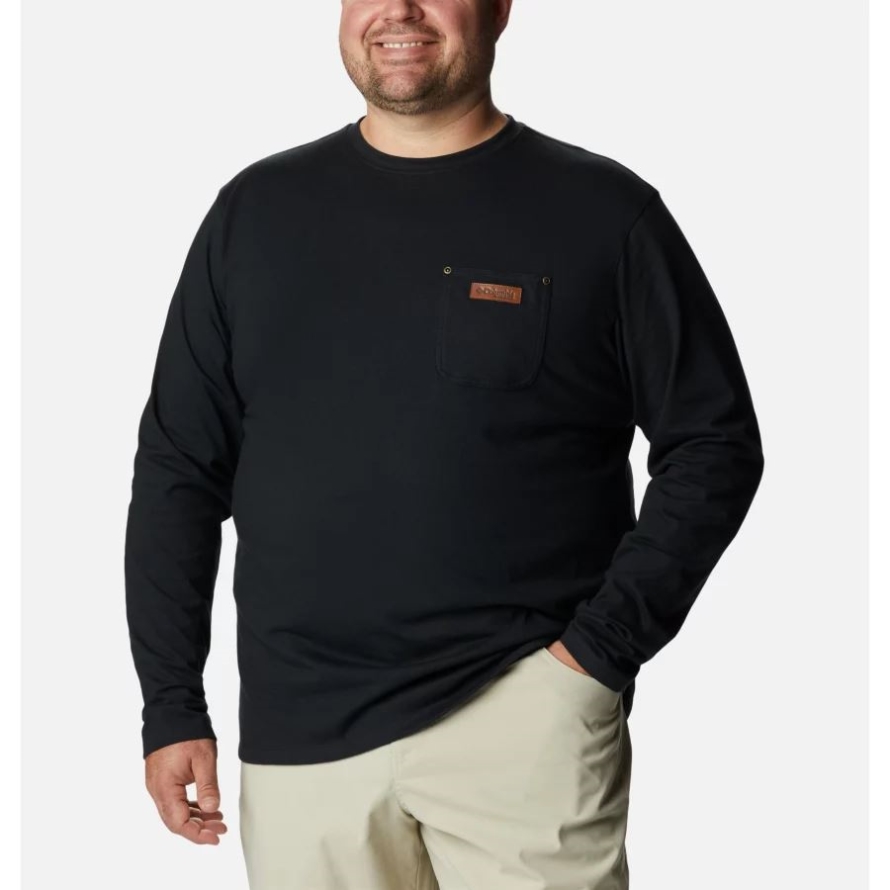 Black Men's PHG Roughtail Work Long Sleeve Pocket T-Shirt Big Columbia