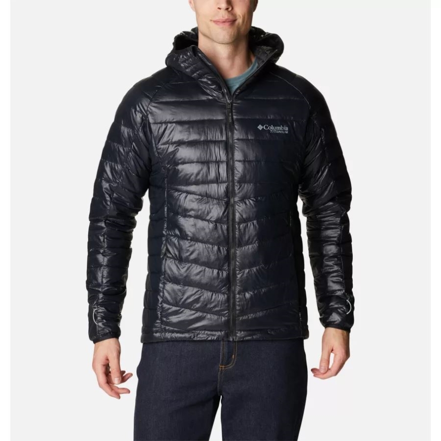 Black Men's Platinum Peak Hooded Insulated Jacket Columbia