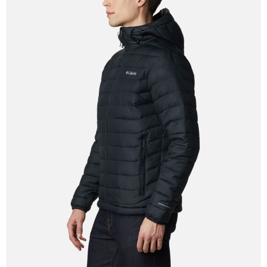 Black Men's Powder Lite Hooded Insulated Jacket Columbia