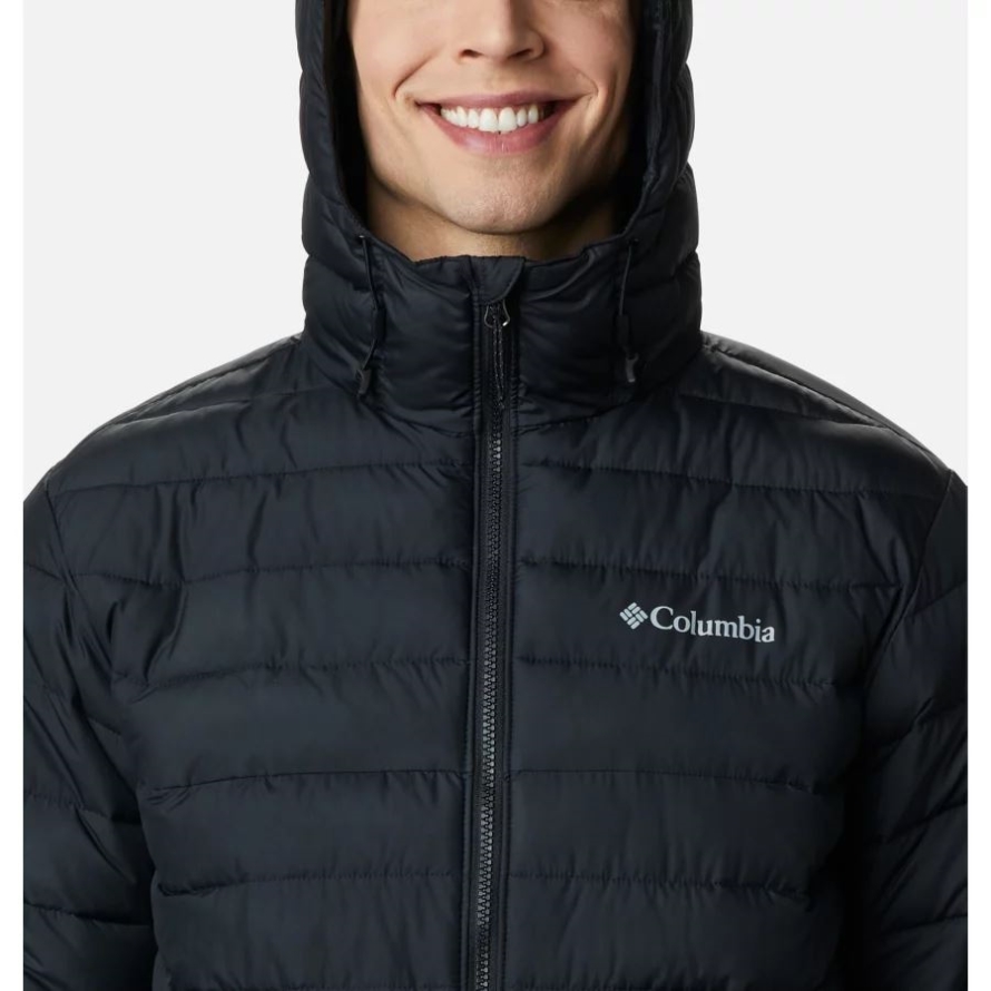Black Men's Powder Lite Hooded Insulated Jacket Columbia
