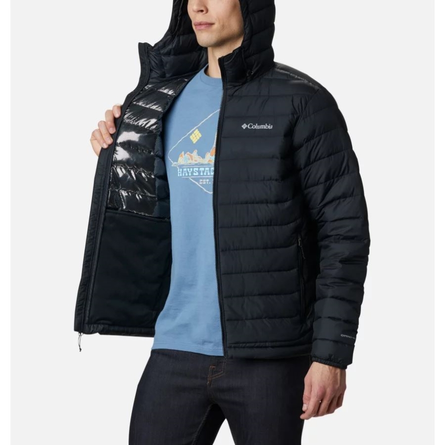 Black Men's Powder Lite Hooded Insulated Jacket Columbia