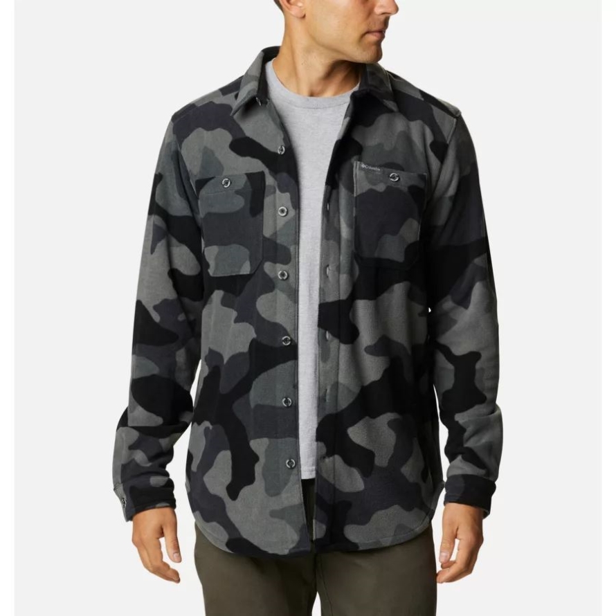 Black Mod Camo Print Men's Flare Gun Fleece Over Shirt Columbia