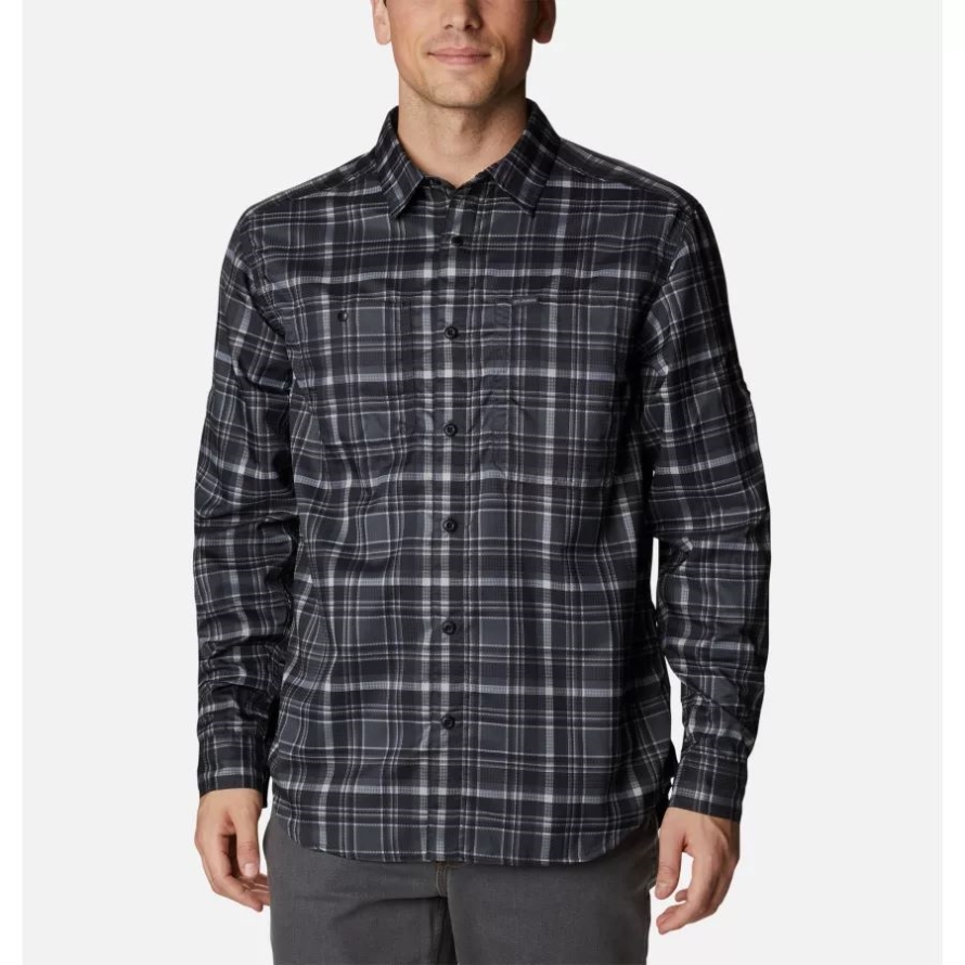 Black Multi Plaid Columbia Men's Silver Ridge Utility Lite Plaid Long Sleeve Shirt
