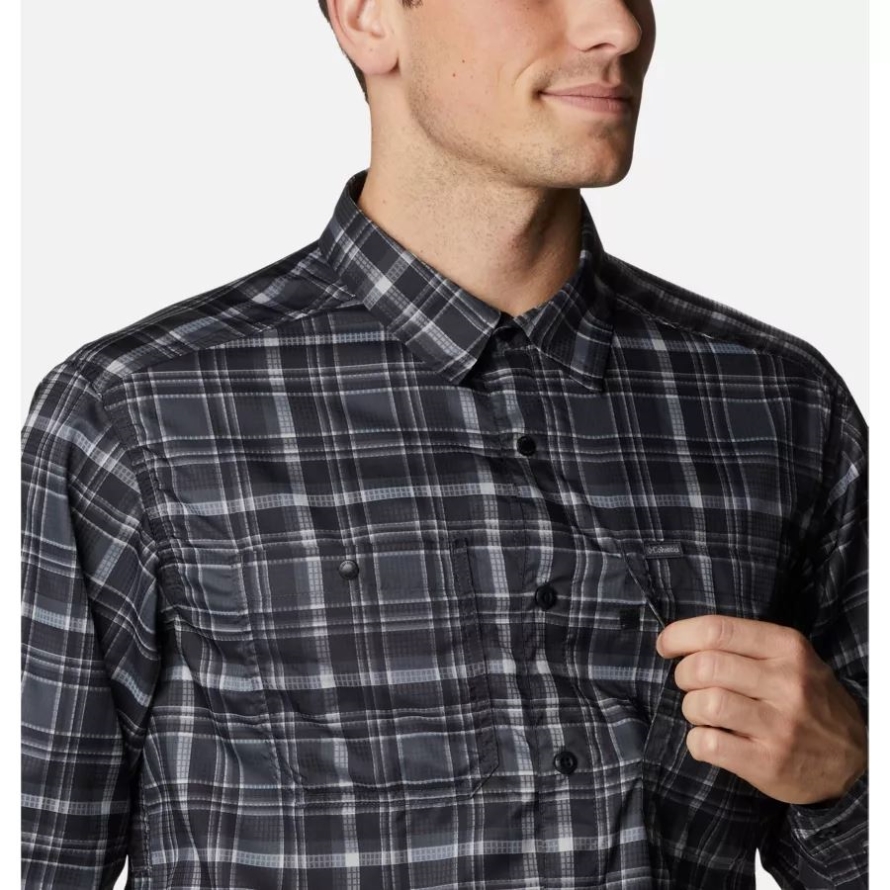 Black Multi Plaid Columbia Men's Silver Ridge Utility Lite Plaid Long Sleeve Shirt
